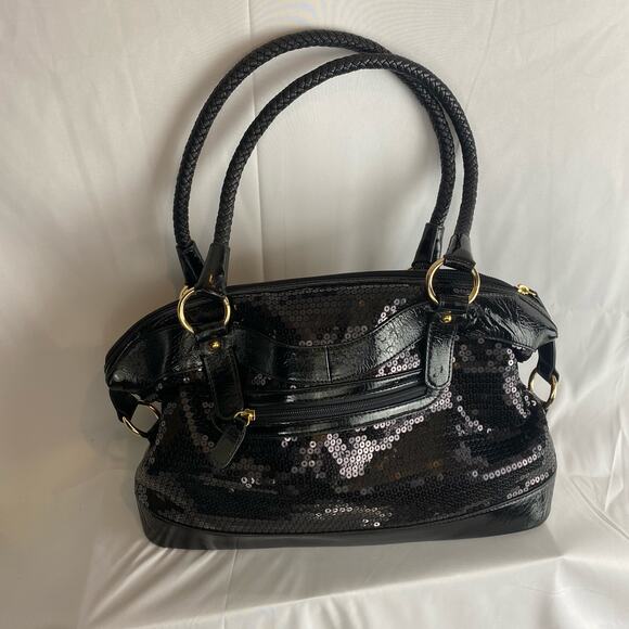 Scale Shoulder Bag Hot in Hollywood Purple Snakeskin Print with Side Ring Cinch - Picture 2 of 8